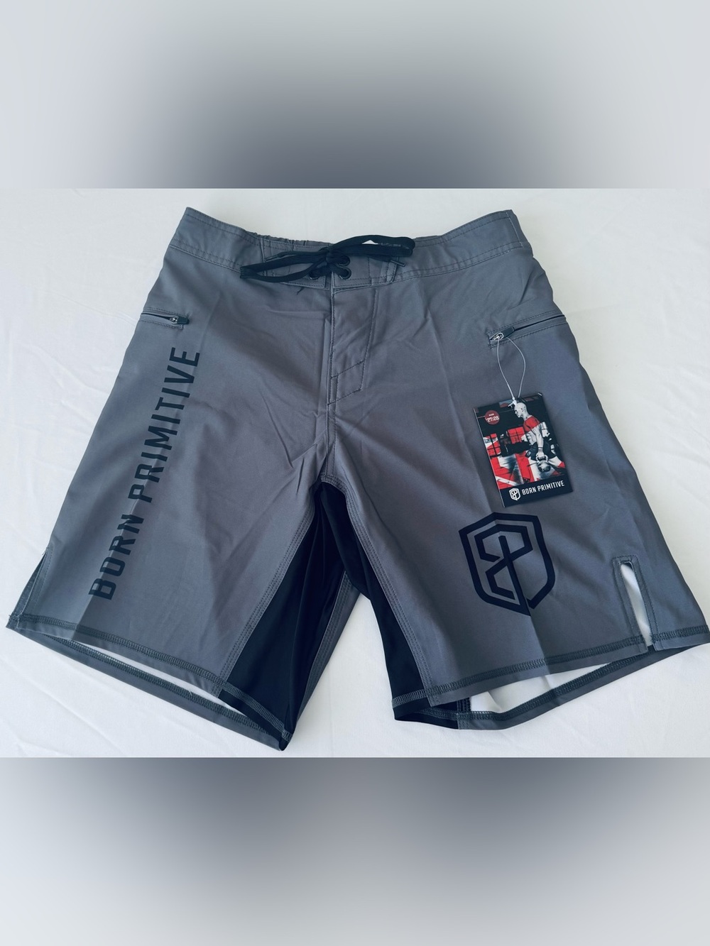 New Born Primitive men’s America Defender tie athletic shorts in color gun metal